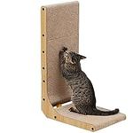 FUKUMARU Cat Scratcher, 68 cm L Shape Cat Scratch Pad Wall Mounted, Cat Scratching Cardboard with Ball Toy for Indoor Cats