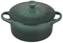 Le Creuset Olive Branch Collection Stoneware Mini Round Cocotte, 24 oz., Artichaut with Embossed Lid