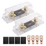 2PCS ANL Fuse Holder 200 AMP Fuse Car Audio ANL Fuse Holder Block 0/2/4 Gauge AWG Inline ANL Fuse Holder with 200A Battery Fuse w Holder Solar Fuse for Car Audio Alarm Amplifier and Solar System