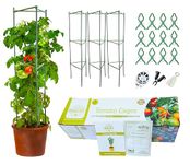 Grow Your Pantry Tomato Cage: 3-Pack Tomato Cages That Can Hold Up to 10 kg of Tomato Plant with 12 Plant Clips and a 100M Twist Tie Device - Perfect for Your Indoor Garden