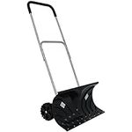 CASL Brands Snow Shovel with Wheels for Driveway - 6-Inch Polypropylene Wheels and Adjustable Aluminum Handle - 26-Inch Blade