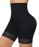 Figninget Tummy Control Shorts Shapewear for Women High Waisted Control Knickers Shaper Tucking Anti Chafing Lace Slip Slimming Pants Under Dresses Black