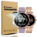 Suoman 4-Pack for Fossil Gen 5 Julianna HR and Fossil Gen 6 Women Men Screen Protector Tempered Glass for Fossil Gen 5 / Gen 6 Smartwatch [2.5D 9H Hardness] [Anti-Scratch]