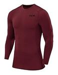 TCA Mens & Boys Pro Performance Compression Shirt Long Sleeve Top Compression Tops for Men Base Layers Men - Cabernet, XL