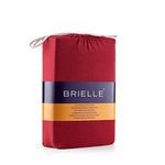 BRIELLE Premium Jersey Fitted Sheet, 100% Combed Cotton, 145 g/m², Oekotex Certified, 90 x 200 - 100 x 200 to 30 cm, Mattress Height 30 cm, Bordeaux