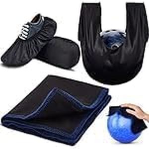 Zhanmai 4 Pcs Bowling Accessories Kit Bowling Shoe Covers Non Slip Bowling Ball Seesaw Bowling Ball Cleaning Pad Microfiber Bowling Ball Shammy Leather Towel (X Large)