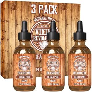 Viking Revolution Cedar and Pine Beard Oil for Men - Natural Mens Beard Oil with Argan Oil and Jojoba Oil - Beard Softener, Strengthens and Moisturizes Beard Conditioner for Men (Cedar and Pine,3Pack)