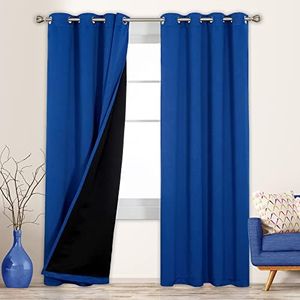 Deconovo 100% Blackout Curtains for Bedroom, 95 Inch Length, Thermal Insulated and Noise Reducing Drapes, Room Darkening Window Curtains, Oeko-TEX Certified, 2 Panels, Royal Blue, 52Wx95L Inch
