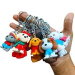 Cute Cartoon Animal Keychain Combo Set | Animal Key Ring for Kids, Boys, Girls | Bag, Car, Bike, and House Keys | Adorable Dog Keychains for Return Gifts and Party Favors (Pack of 3)