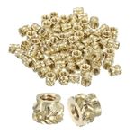 sourcing map Knurled Insert Nuts, 100pcs M2 x 3mm L x 4mm OD 3D Printing Brass Nuts Female Threaded Inserts Brass Heat Set Insert Embedment Nuts
