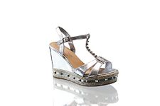 IVACHY Womens Wedge Ladies Studded Espadrille Wedge Sandal Platform Open Toe Shoes Size UK