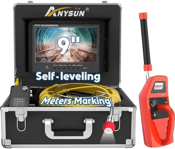 Anysun Self-Leveling Sewer Camera with Locator, 9'' Pipe Drain Inspection System, 100ft Meter Marker Cable, DVR, 12 Adjustable Lights for Plumbing Snake