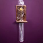 The Indian Rose - Maitri- Handcrafted with Intricate Carving and Brass Inlay Unique Inverse Incense Stick Holder with Ash Collector, Agarbatti Holding Stand with Ash Catcher for Spa, Meditation