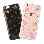 Mo-Beauty [2 Packs] for iPhone 6 / iPhone 6S Case [with Tempered Glass Screen Protector], Bling Shiny Star Design Sparkle Glitter Soft TPU Case Cover for iPhone 6/ 6S 4.7" (Claer + Black)