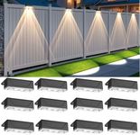 Srtyuo Solar Fence Lights Outdoor - 3 Color Modes(3000K/4000K/6000K), IP55 Waterproof Solar Lights, Fence Light Solar Powered for Outside, Backyard, Railing, Steps, Patio and Wall Lighting（12 Pack）