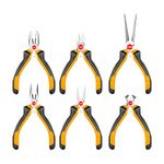 Ths 6Pcs Mini Plier Set, Including 4.5 Inch Combination Pliers, Diagonal Cutting Pliers, Needle Nose Pliers, Long Nose Pliers, Flat Nose Pliers, End Cutting Pliers Hmps06115 - Multicolor