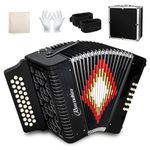 31-Key 12-Bass Accordion for Adults, Beginners, Players, Teachers, Stainless Steel, 8-String, Electric, Black (Accordion Black)