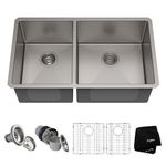 Kraus KHU104-33 33 inch Undermount 60/40 Double Bowl 16 Gauge Stainless Steel Kitchen Sink