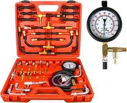 Fuel System Pressure Gauge, Universal Automotive Fuel Pressure Tester 0-140PSI Fuel Injection Pump Diagnostic Tool Kit TU-443 Professional Fuel Injection Pressure Gauge Tester Set for Truck/SUV/RV