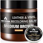 WEYSTOM Leather Recoloring Balm - Mink Oil -Leather Repair Kit for Leather Bag, Sofa, Leather Restoration Kit for Worn, Faded, Scratched Leather (Medium Brown)