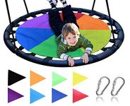Royal Oak Saucer Tree Swing ,Giant 40 Inches with Carabiners and Flags, 700 lb Weight Capacity, Steel Frame, Waterproof, Easy to Install with Step by Step Instructions, Non-Stop Fun! (Multicolored)