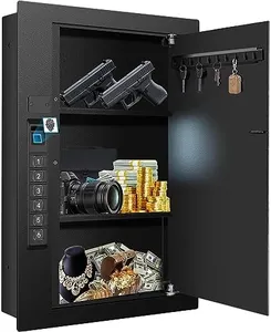 Biometric Wall Safe, Hidden Fingerprint Security Wall Safe, In Wall Safe Between Studs, Upgraded Biometric/Keypad/Key Access, Secure Handgun, Documents, Jewelry, Valuables