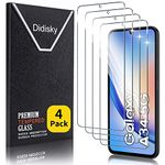 Didisky Pack of 4 screen protectors compatible with Samsung Galaxy A34 5G, 9H tempered glass 6.6 inches, no bubbles, high definition screen protector, easy to use