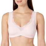 Hanes Women's Ultra Wireless T-Shirt, Wirefree Bra with Foam Cups (Retired Colors), Light Buff Lace, L