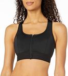 Amoena Women's Zip Front Medium Support Pocketed Sport Bra, Black, Large