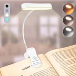 Glocusent Horizontal ET-Head Book Light for Reading in Bed, Eye Caring, CRI 95, 3 Colors & 5 Brightness, Rechargeable Long Lasting Reading Light, 1.4Oz Lightweight & Portable, Perfect for Book Lovers