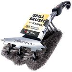 KONA Grill Brush And Scraper ~ 360° Clean Stainless Steel Barbecue Brush With Triple Head Scrubber Cleaner ~ Safe For Porcelain Ceramic Steel Cast Iron ~ Great BBQ Tools Gift