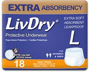 LivDry Adult Incontinence Underwear, Extra Absorbency Adult Diapers, Leak Protection, Large, 18-Pack