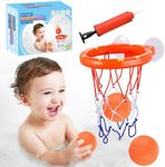 ENTHUR Bath Toy Fun Basketball Hoop & Balls Set for Boys and Girls Kid & Toddler Bath Toys Gift Set 3 Balls Included,Multicolor,3 x 2 x 2 inches