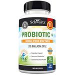 Probiotic with Digestive Enzymes & Prebiotics for Women & Men | Gut Health & Digestive Support | 20 Billion CFU | Shelf Stable Supplement | Prebiotics and Probiotics in One with Enzymes | Non-GMO 30ct