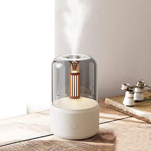 Essential Oil Diffuser, USB Powered 0.5-1L Low Noise Candlelight Mist Humidifier, Automatic Power Off Candlelight Aromatherapy Machine for Relaxing (White)