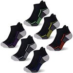 SEEYAN Kids Socks Boys Ankle Athletic Socks Half Cushioned Low Cut Sport Cotton Breathable Socks 6 Pairs (6 Pairs Black, 9-14 Years)