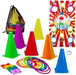 New-Bounce Ring Toss Games - 4 in 1 Carnival Games, Coolset Outdoor Games for Kids - Backyard Games for Outdoor Play