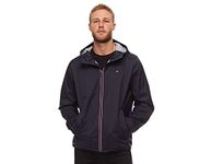 Tommy Hilfiger Men's Lightweight Active Water Resistant Hooded Rain Jacket, Navy, XXL