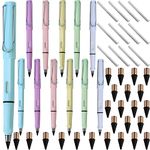 FLTON 36 Pcs Portable Erasable Inkless Pencil Set(12 Pcs Everlasting Pencils with Erasers+24 Pcs Replaceable Nibs) for Writing and Art Sketch