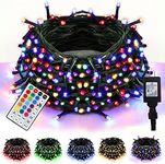 Twinkle Star 200 LED Christmas String Lights, 66ft 18 Colors RGB Changing 7 Functional Mini Lights with Remote Timer, Green Wire Plug in Colorful Lights for Xmas Tree Wedding Party Holiday Decorations