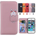 iPhone 5s Case, iPhone 5 Case, iPhone SE Case 2016, iPhone 5S/5/SE 2016 Cover, [Flip Wallet Case] [Card Holder][Drop Protection, Non-Slip,Shockproof](iPhone 5/5S/SE 2016, Pink)