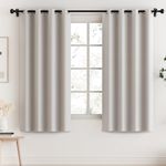 H.VERSAILTEX 100% Blackout Curtains for Bedroom Thermal Insulated Blackout Curtains 63 inch Length Heat and Full Light Blocking Curtains for Living Room with Black Liner 2 Panels Set, Pumice Stone