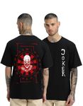 Veirdo® Pure Cotton Round Neck Half Sleeve Oversized Baggy Fit Drop Shoulder Back Printed Black T-Shirt for Men (OS_V_Joker_BK_L)