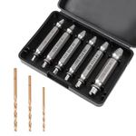 6pcs Damaged Screw Extractors with 3 Twist Drill Bits, Broken Screw Extractor Tool Set Screw Remover Kit for Damaged Broken Stripped Screws