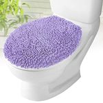 MAYSHINE Plush Shaggy Standard Toilet Seat Lid Cover (Lavender) | Fuzzy Chenille Microfiber, Fluffy Soft Absorbent - Machine Washable Cushion | No More Cold or Wet Seats