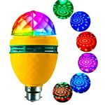 Zenstar® Disco Light Bulb 360 Rotating 12 Watts B22 Bulb Multicolor Red Blue Green Projector Lamp For Home Office Diwali Christmas Festival Indoor Outdoor Decoration (1-Year Warranty, Indian) 1