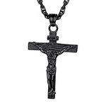 PROSTEEL Cross Necklace for Men, Jesus Crucifix Cross Pendant with Adjustable Chain Hypoallergenic Black Christian Jewellery Gift (with Gift Box)