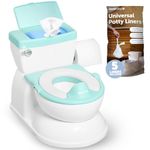 Real Feel Potty with Wipes Storage, Transition Seat & Disposable Liners - Realistic Toilet - Easy to Clean & Assemble - Jool Baby (Aqua)