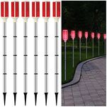 Solar Powered Driveway Markers 37 Inch Driveway Lights Landscape Driveway Reflectors on Poles for Snow Road Outdoor Yard, Red (6 Pcs)