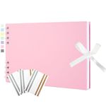 Scrapbook Photo Album 21.5x15cm DIY Memory Book Scrap Books 40 White Pages Ablums Kit with Stickers for Wedding, Travel, Birthday, Pink